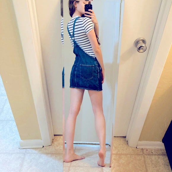 Forever 21 Denim Blue Mini Overall Dress Small - Picture 2 of 11